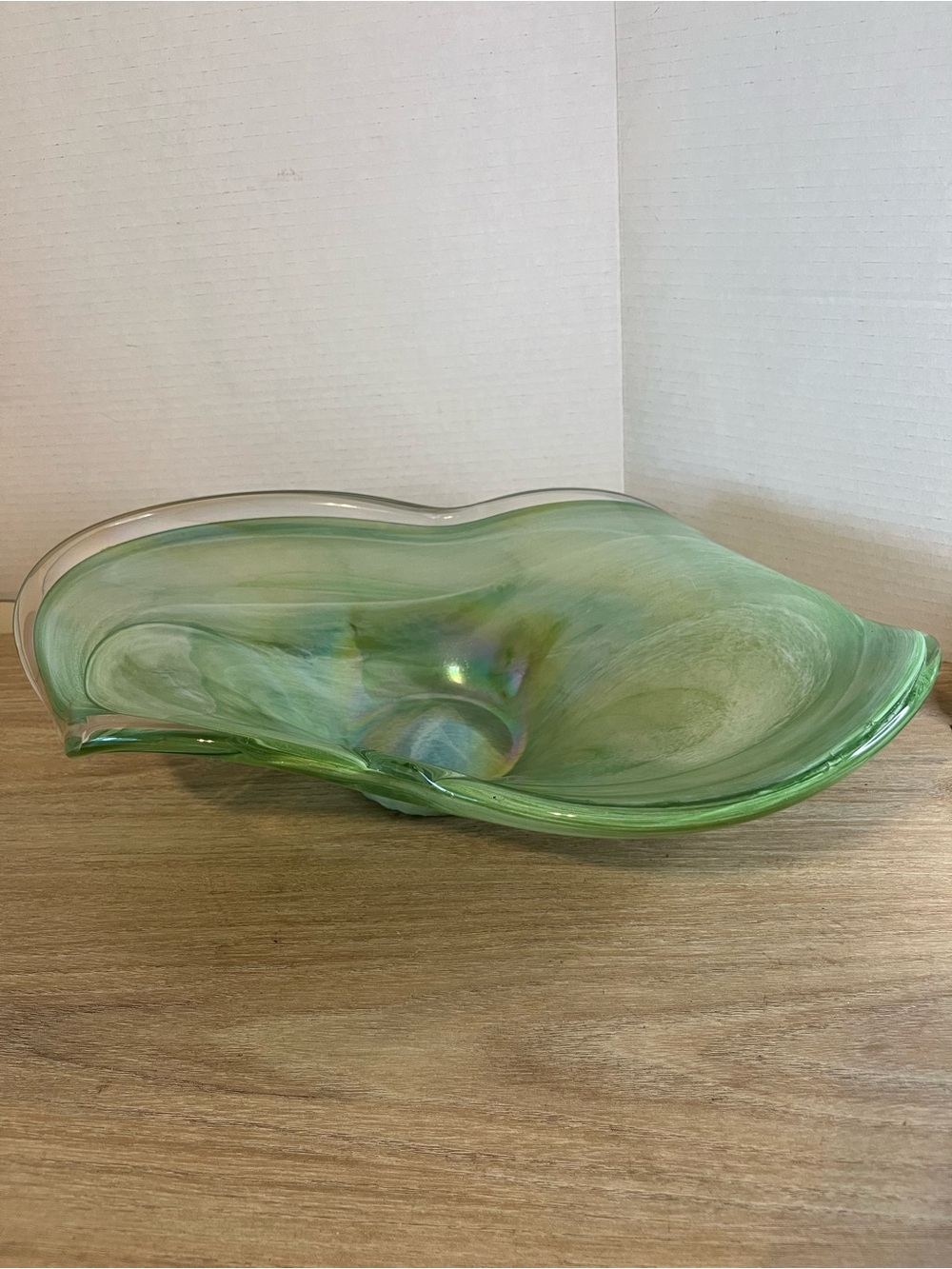 Murano Green Iridescent Handblown Glass Bowl